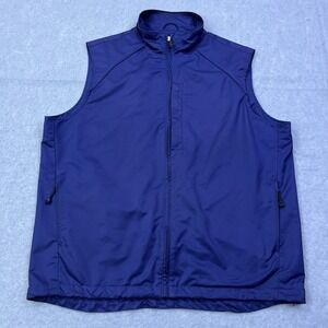 Polo Golf Ralph Lauren Vest Mens L Blue Sleeveless Full‎ Zip Windbreaker Jacket*